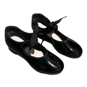 Capezio Jr. Tyette Black Patent Leather Tap Shoes Sz. 1.5W